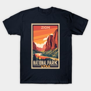 A Vintage Travel Art of the Zion National Park - Utah - US T-Shirt